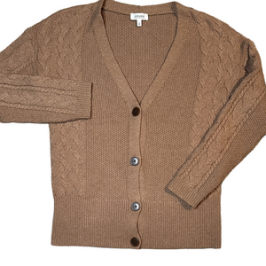 HAVEN WELL WITHIN Brown Cable Knit Cardigan SZ M Wool blend